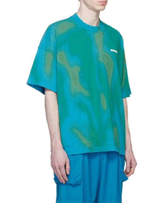 Bonsai Blue Logo-Print Abstract Pattern T-Shirt for men