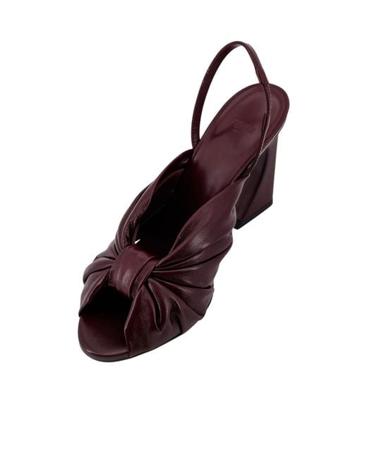 Fendi Brown Gathered Detail Slingback Sandals