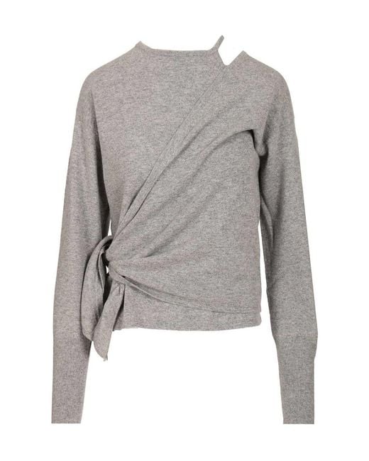 FEDERICA TOSI Gray Tie-Detail Twin Set Knitwear