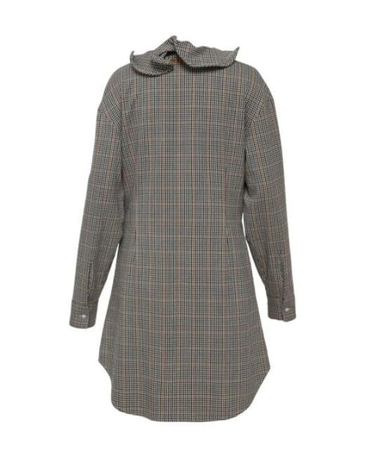 MSGM Gray Abito Ruffle Detailed Mini Dress