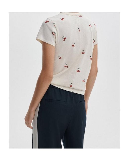 Rag & Bone White Cherry-Printed Crewneck T-Shirt