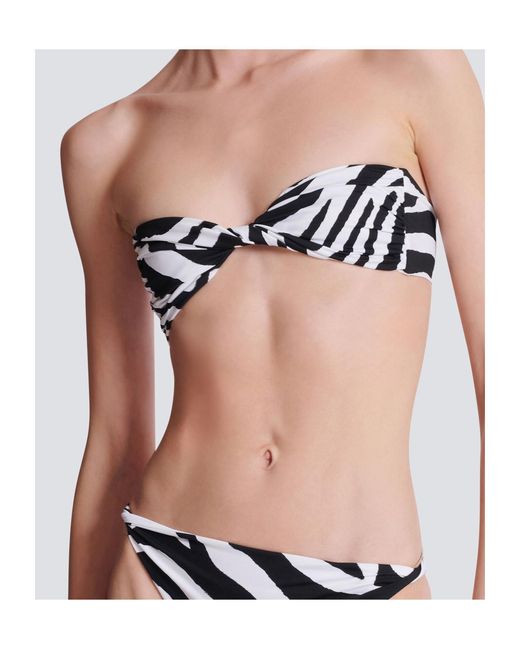 Balmain White Zebra Two-Piece Swimsuit