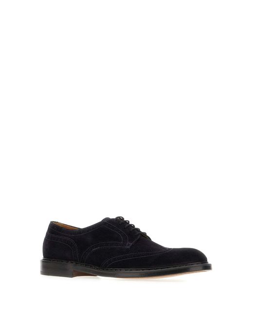 Doucal's Black Brogue-Detail Suede Oxford Shoes for men