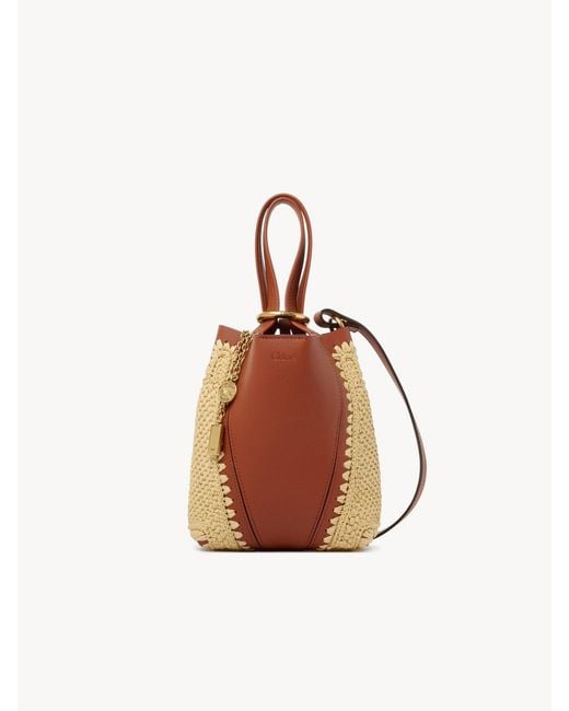 Chloé Brown Chloé Spin Raffia Bucket Shoulder Bag