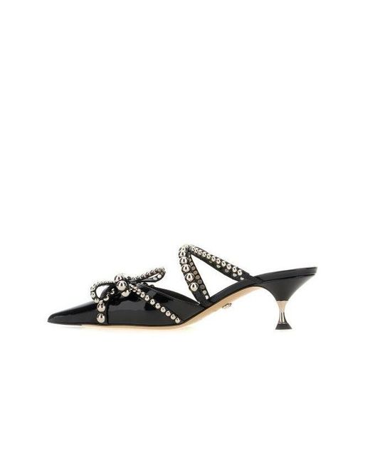 Mach & Mach White 55Mm Studded Leather Mules