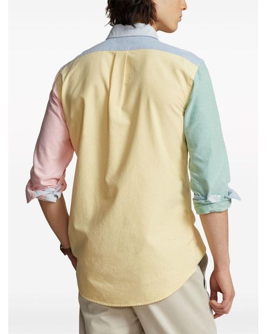 Polo Ralph Lauren Blue Oxford Colour-Block Long-Sleeved Shirt for men
