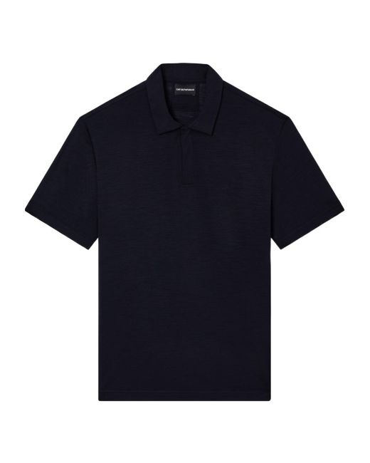 Emporio Armani Blue Logo Embroidered Short-Sleeved Polo Shirt for men