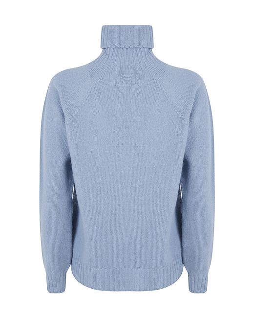 Drumohr Blue Long-Sleeve High-Neck Top
