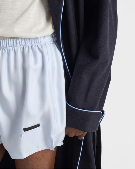 Prada Blue Silk Boxer Shorts for men
