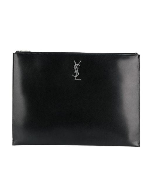 Saint Laurent Black Logo Clutch Bag for men