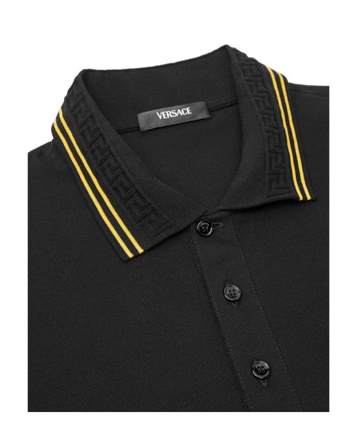 Versace Black Medusa-Embroidered Short-Sleeved Polo Shirt for men