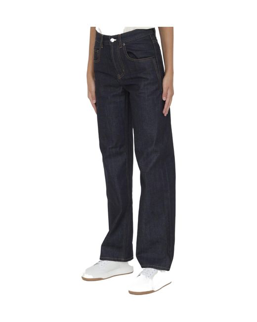 Saint Laurent Blue High-Rise Straight Leg Jeans