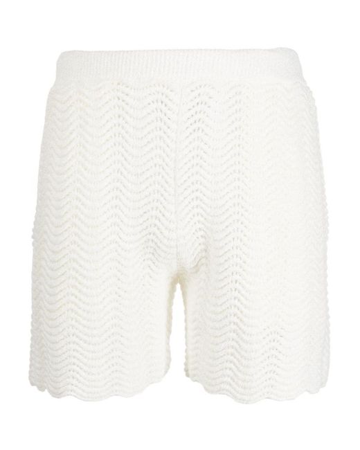 Casablanca White Ripple Knit Shorts for men