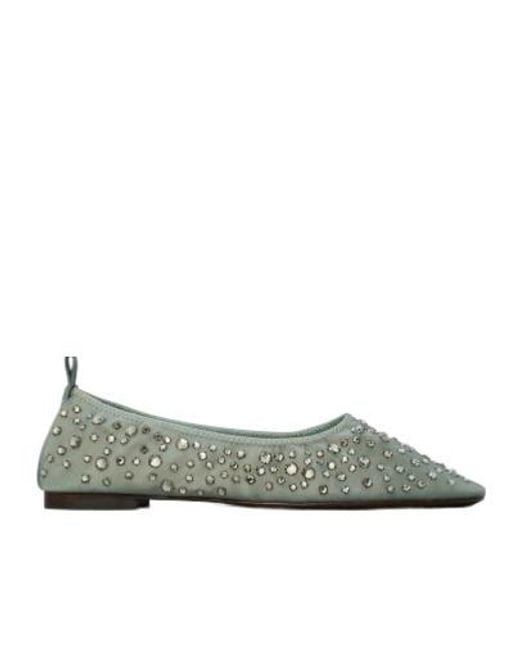 Tory Burch Green Embellished Ballet Flats