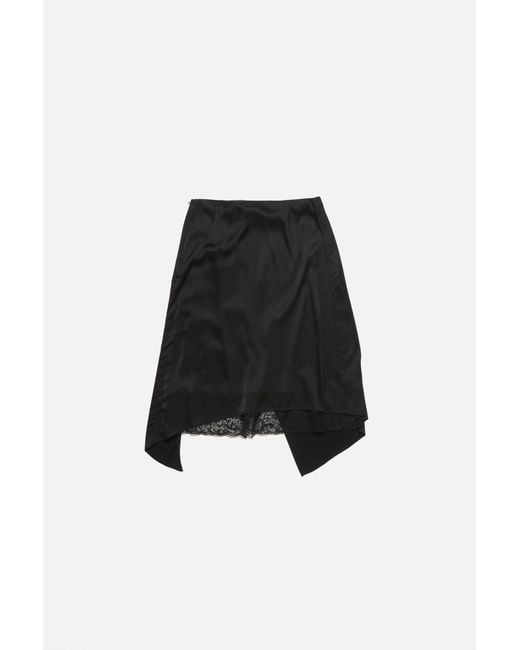 Acne Black Satin Ruffle Skirt