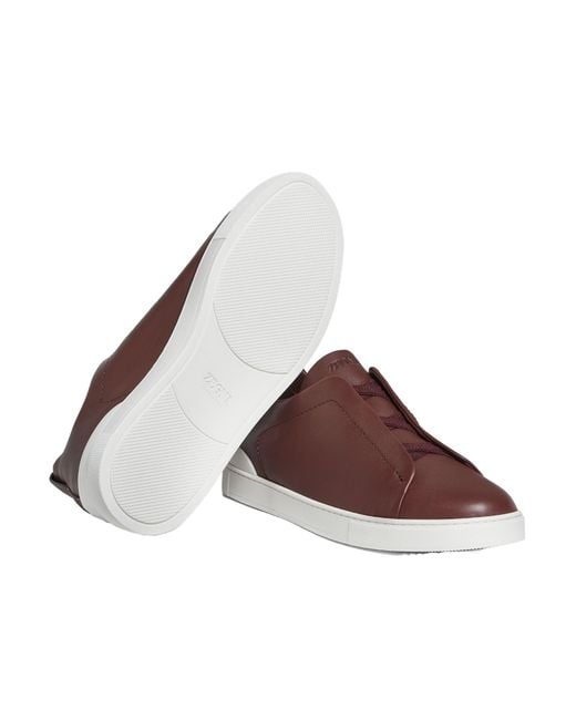 Zegna Brown Triple Stitch Secondskin Sneakers for men