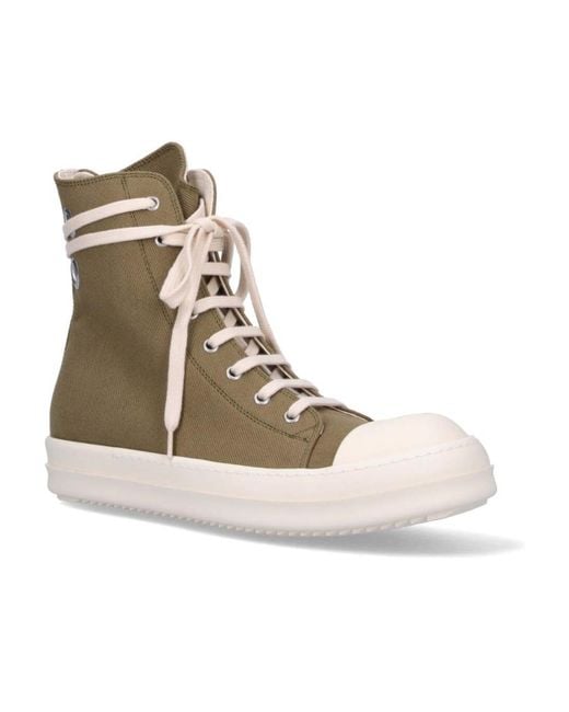Rick Owens Brown Eyelet-Detail Canvas High-Top Sneakers for men