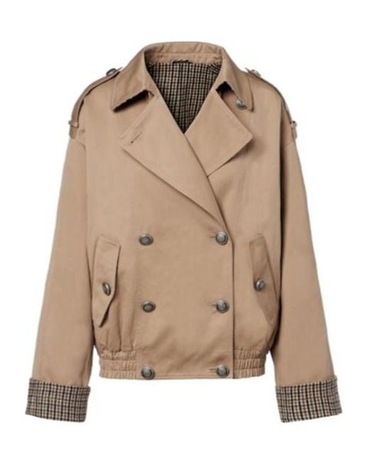 Brunello Cucinelli Natural Short Double-Breasted Trench-Style Jacket