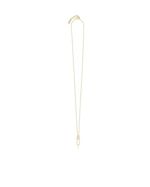 Saint Laurent White Sim Key And Rhinestone Charm Necklace