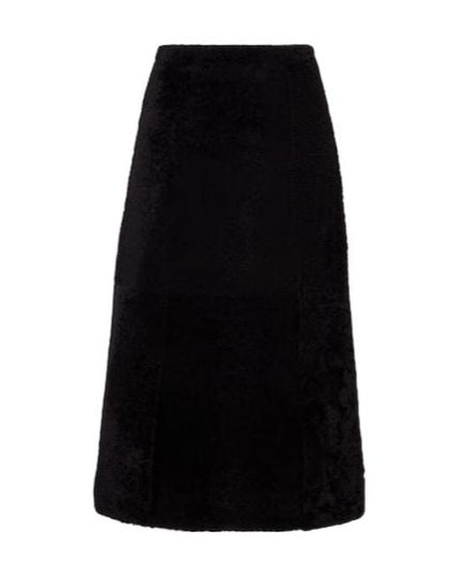 Yves Salomon Black Shearling Maxi Skirt