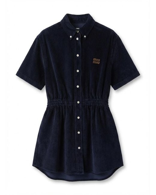 Miu Miu Women's Blue Corduroy Dress