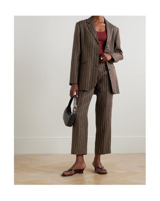 Posse Brown Pinstripe Single-Breasted Blazer