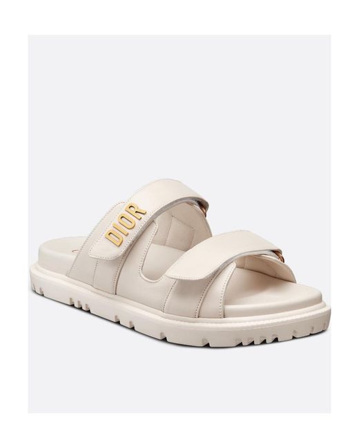 Dior White Logo Flat Sandals