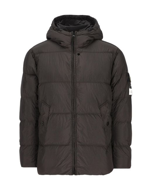 Stone Island Black Long-Sleeved Padded Jacket for men