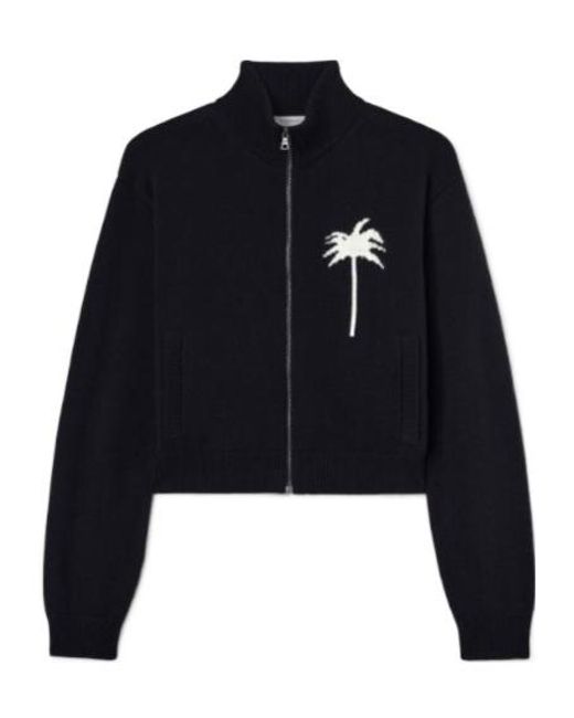 Palm Angels Blue Palm Tree Knitted Track Top