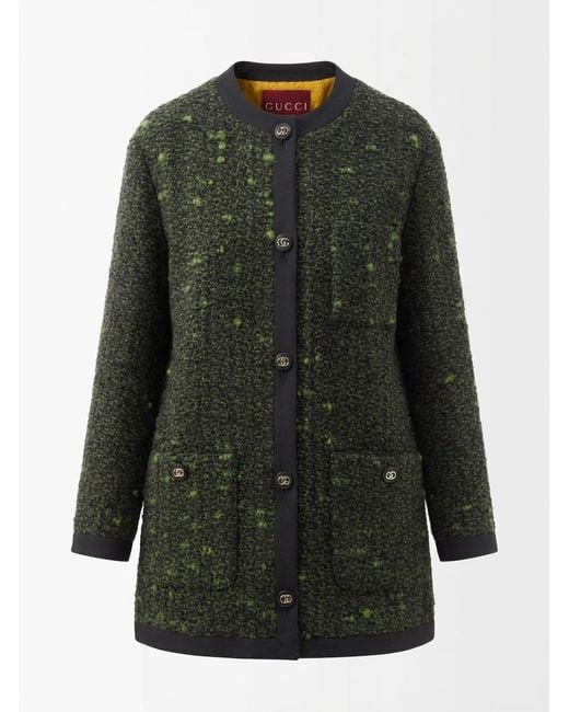 Gucci Black Bouclé Button-Up Knit Jacket