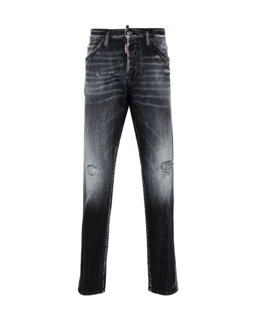 DSquared² Blue Cool Guy Distressed Slim-Leg Jeans for men