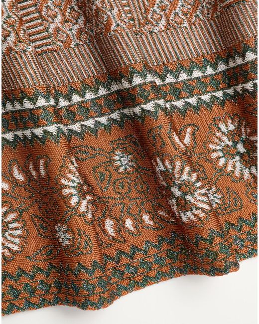 Valentino Brown All-Over Patterned Knitted Skirt