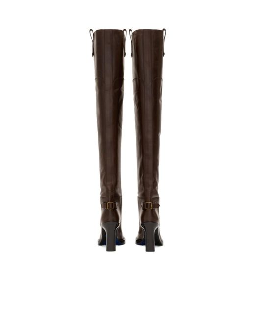 Burberry Brown Knee-High Heeled Boots
