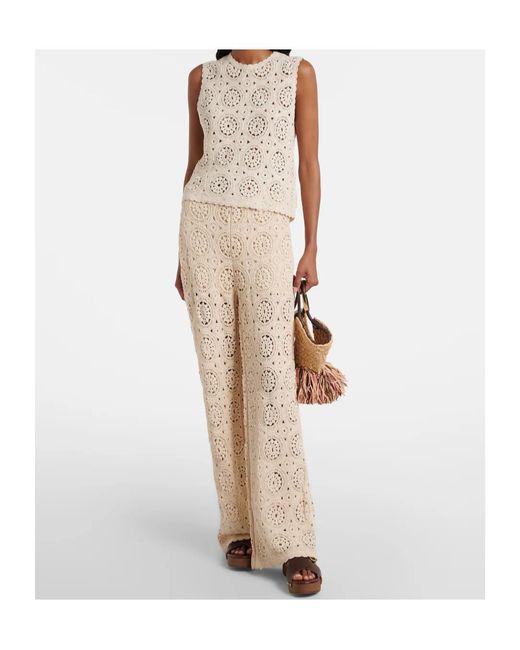 FRAME Natural Crocheted Trousers