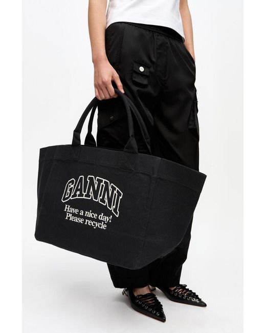 Ganni Black Oversized Tote Bag