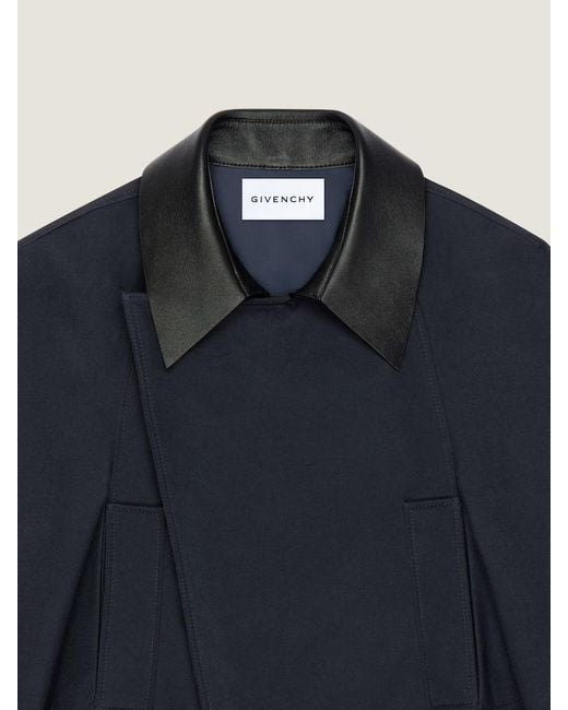 Givenchy Blue Contrast Collar Cropped Jacket