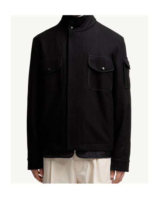 Moncler Black Avoine Wool Short Down Jacket for men