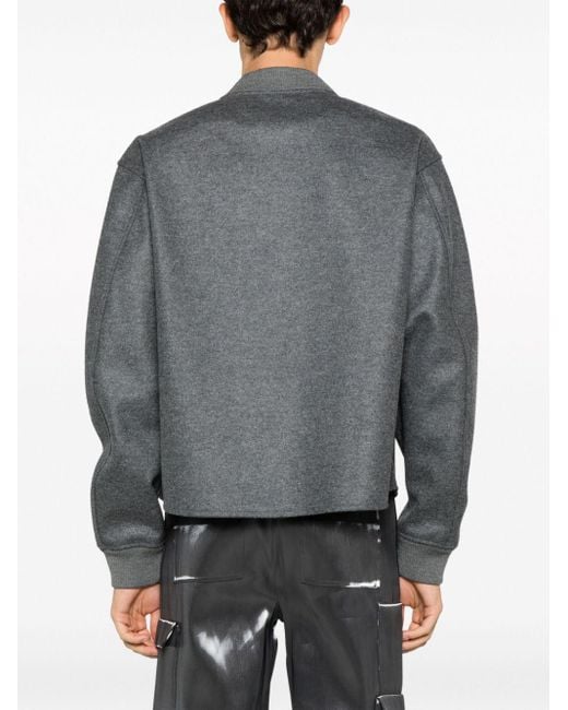 Jil Sander Gray Zip-Up Long-Sleeved Bomber Jacket for men