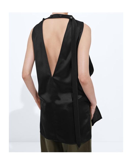 Bottega Veneta Black Draped Cape Detail Top