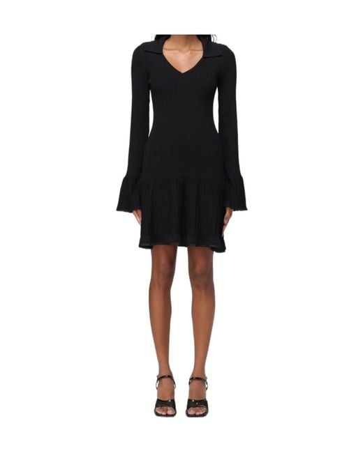 Liu Jo Black V-Neck Flared Mini Dress