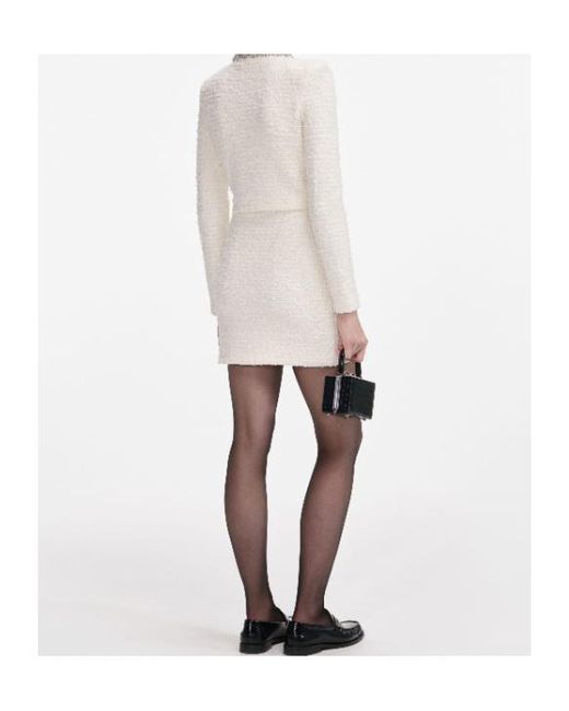 Self-Portrait White Crystal-Embellished Padded-Shoulder Jacket