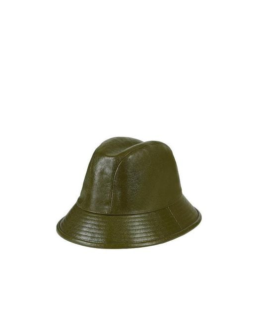 Gucci Green Leather Logo-Plaque Bucket Hat for men
