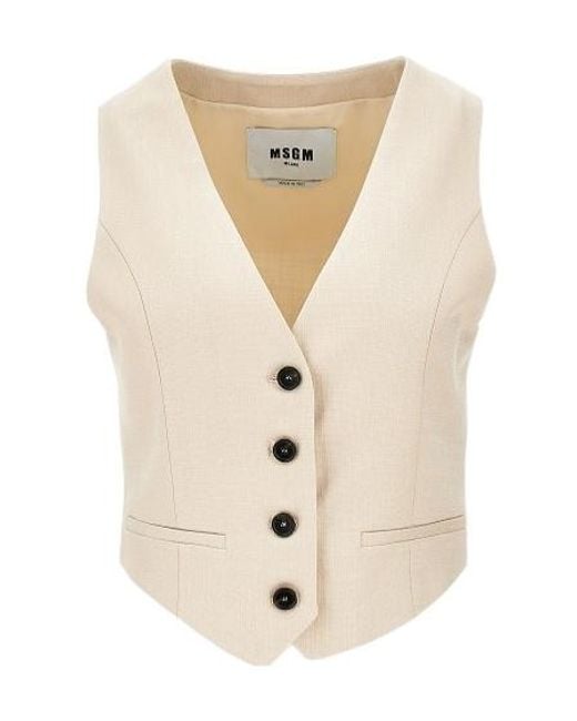 MSGM White Buttoned Waistcoat