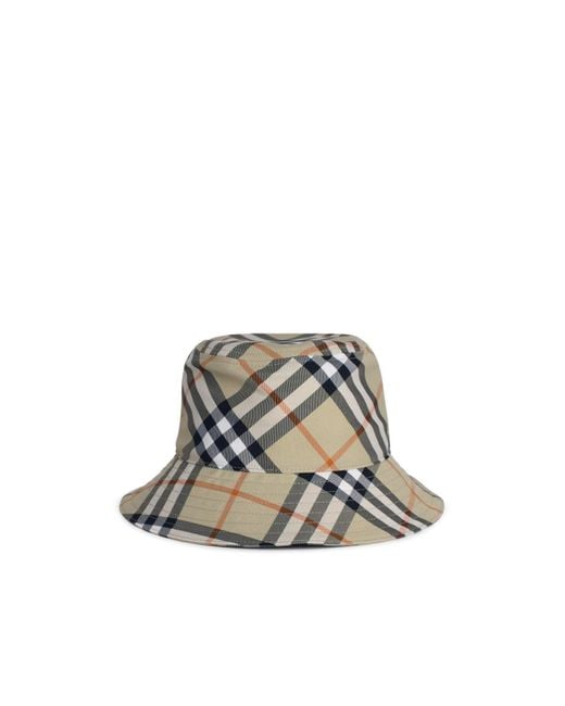 Burberry White Ekd Motif Checked Bucket Hat