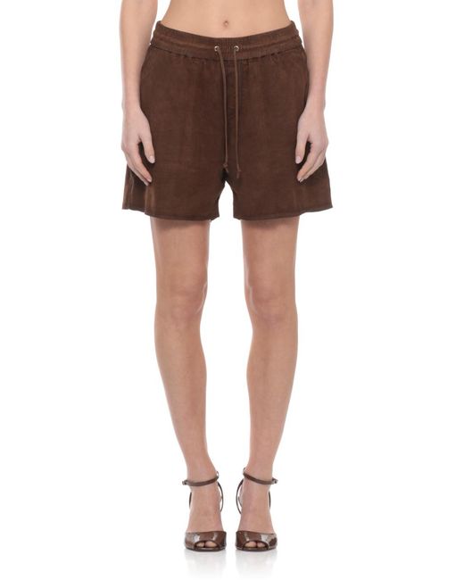 P.A.R.O.S.H. Brown P.A.R.O..H. Drawstring Suede Shorts