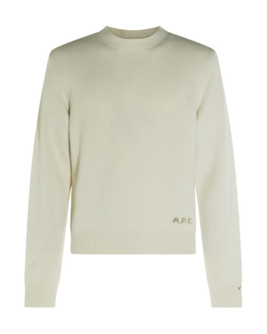 A.P.C. Green Logo Crew Neck Knitted Sweater for men