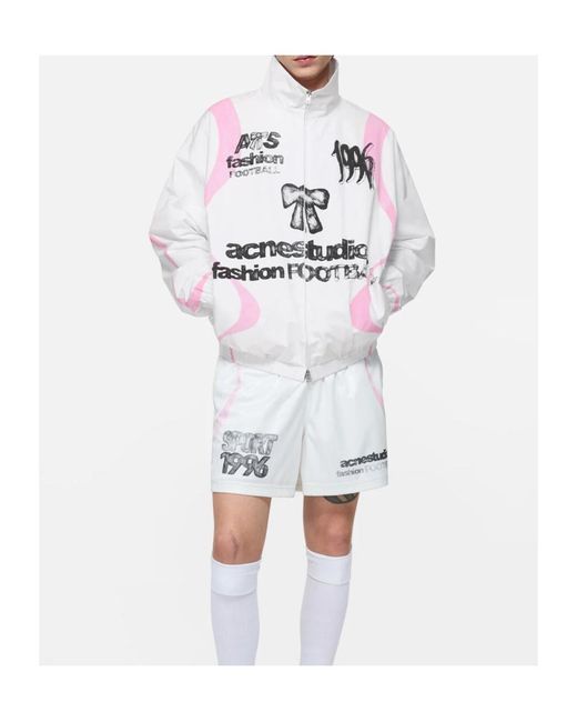 Acne White Technical Jacket With Logo for men