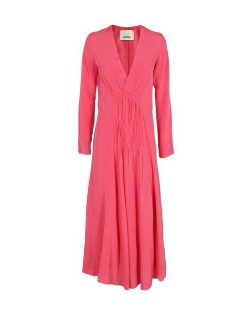 Isabel Marant Pink Ruched Midi Dress