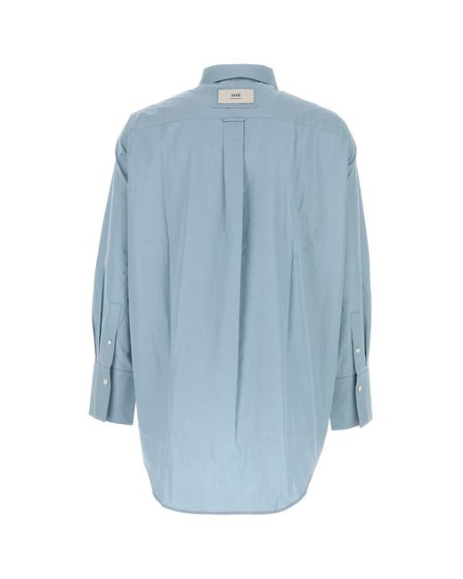 AMI Light Blue Poplin Shirt for men