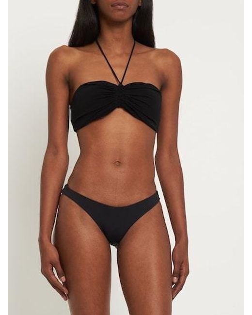 Michael Kors Black Stretch Plain Jersey Self-Tying Tube Top Sling
